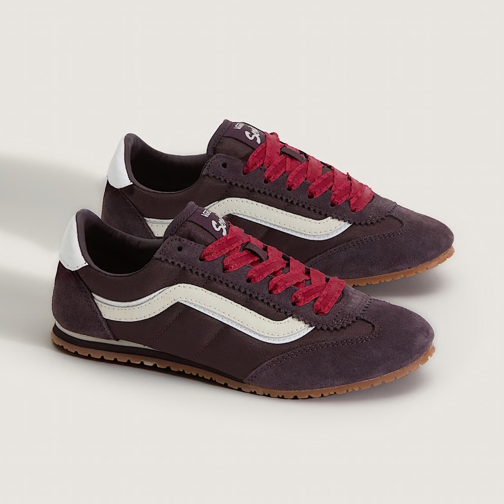 Vans Super Lowpro Lace Sneakers in Purple with Red laces